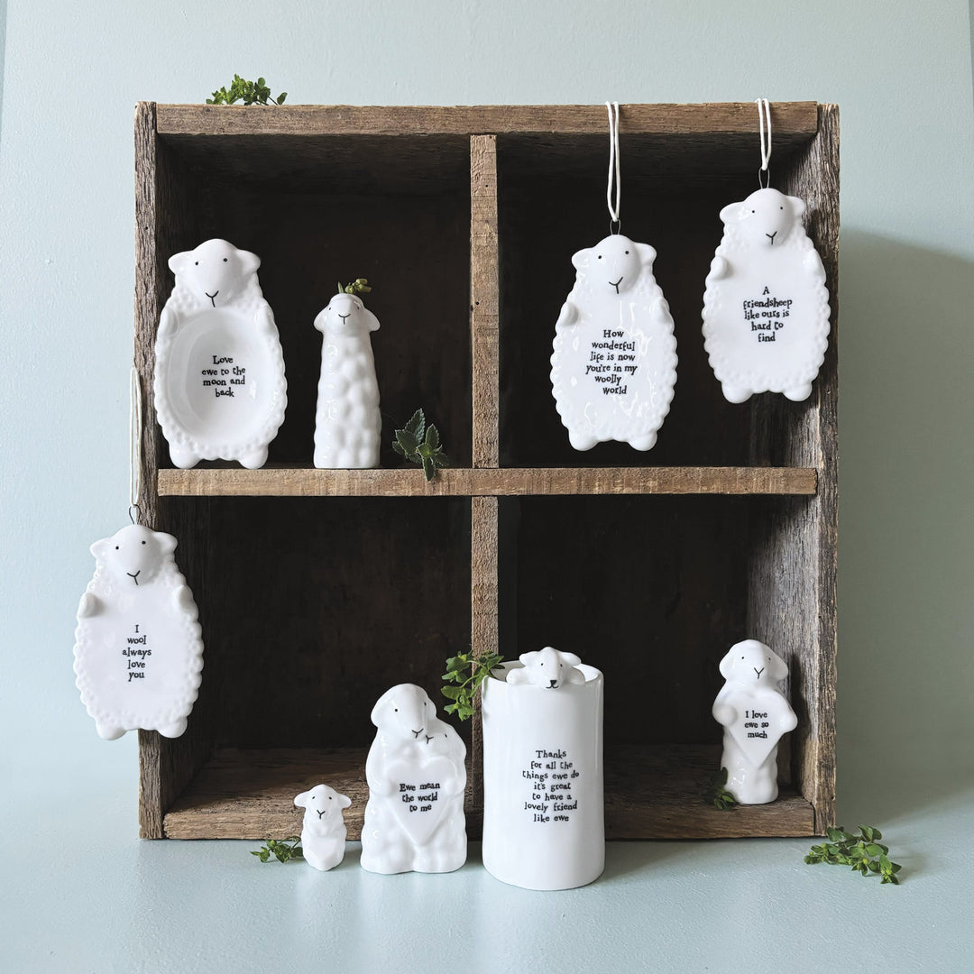 Porcelain Sheep Hanger, I Wool Always Love You | East of India Hanging Decoration East of India Porcelain Sheep Hanging Decoration - I Wool Always Love You