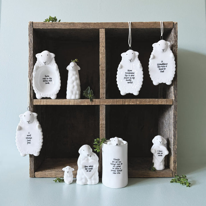 Porcelain Sheep Hanger, I Wool Always Love You | East of India Hanging Decoration East of India Porcelain Sheep Hanging Decoration - I Wool Always Love You