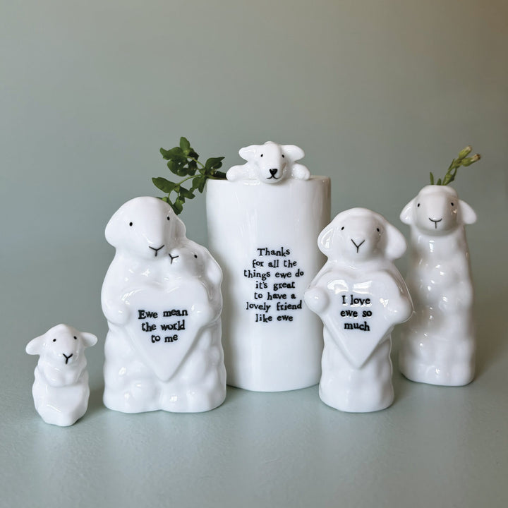 Porcelain Sheep Vase Thanks for All the Things | East of India gift East of India Porcelain Sheep Vase - Thanks for All the Things