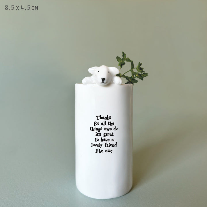 Porcelain Sheep Vase Thanks for All the Things | East of India gift East of India Porcelain Sheep Vase - Thanks for All the Things