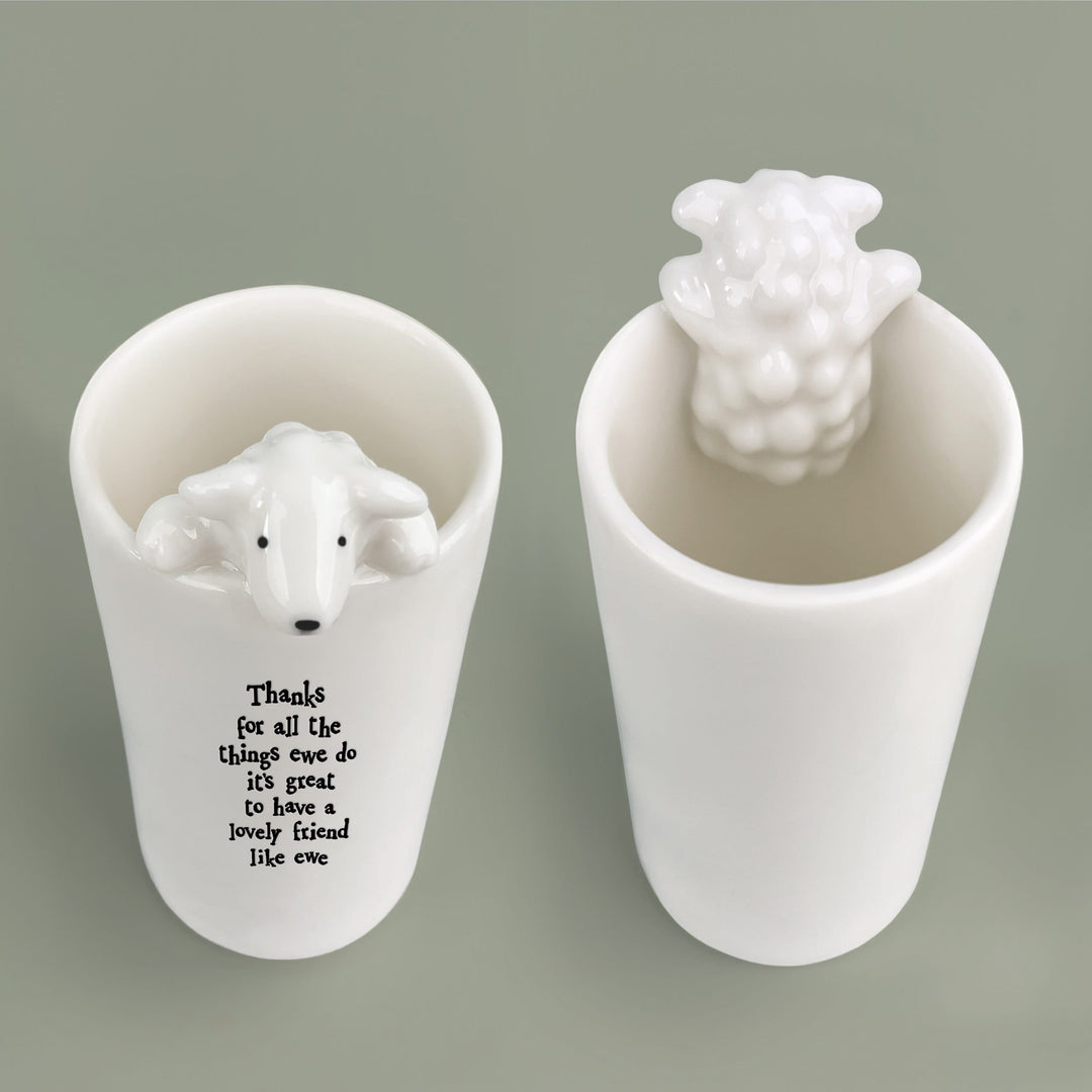 Porcelain Sheep Vase Thanks for All the Things | East of India gift East of India Porcelain Sheep Vase - Thanks for All the Things