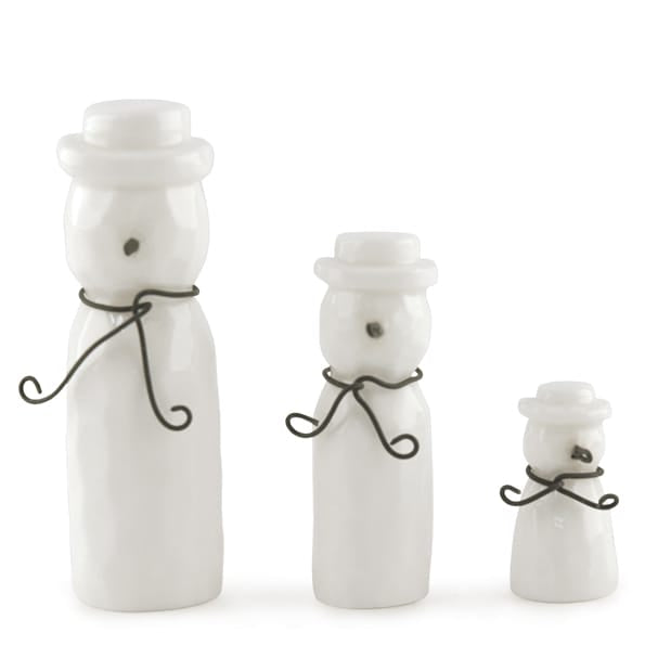Porcelain Snowman Christmas Decorations, Set of 3 | East of India Christmas Decoration East of India Porcelain Snowman Christmas Decorations - Set of 3