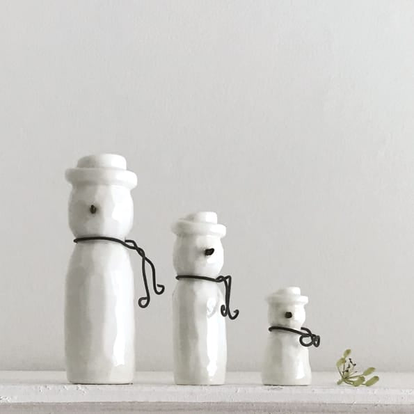 Porcelain Snowman Christmas Decorations, Set of 3 | East of India Christmas Decoration East of India Porcelain Snowman Christmas Decorations - Set of 3