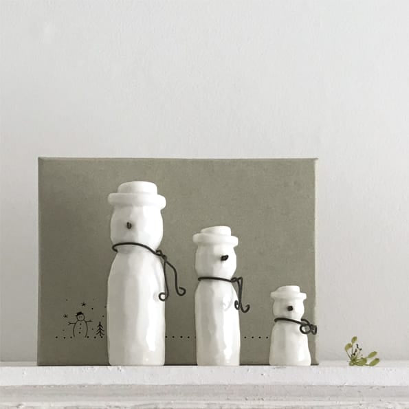 Porcelain Snowman Christmas Decorations, Set of 3 | East of India Christmas Decoration East of India Porcelain Snowman Christmas Decorations - Set of 3