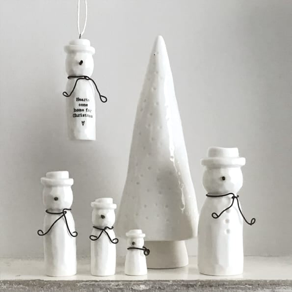Porcelain Snowman Christmas Tree Decoration | East of India Hanging Decoration East of India Porcelain Christmas Tree Decoration - Snowman