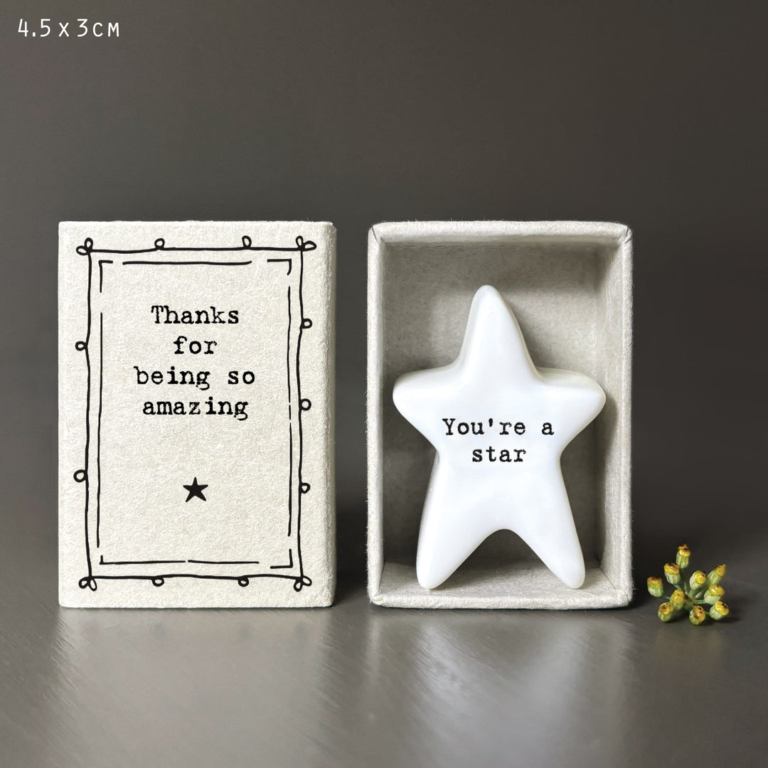 Porcelain Star Matchbox - Thanks for Being Amazing Gift gift East of India Matchbox Star - Thanks for being amazing