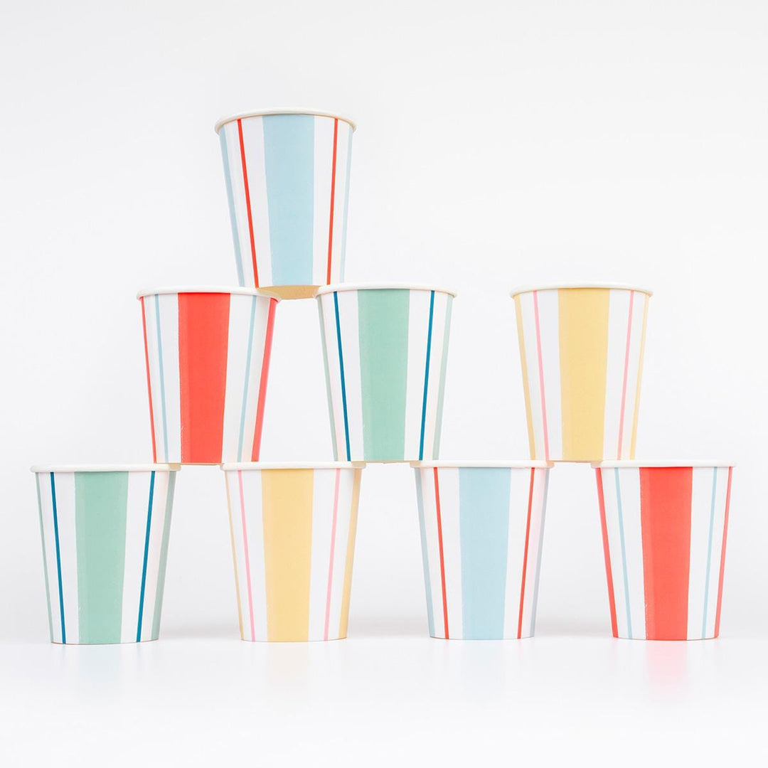 Preppy Stripe Cups x8 | Meri Meri | Little Big Party Cups Preppy Stripe Cups x8