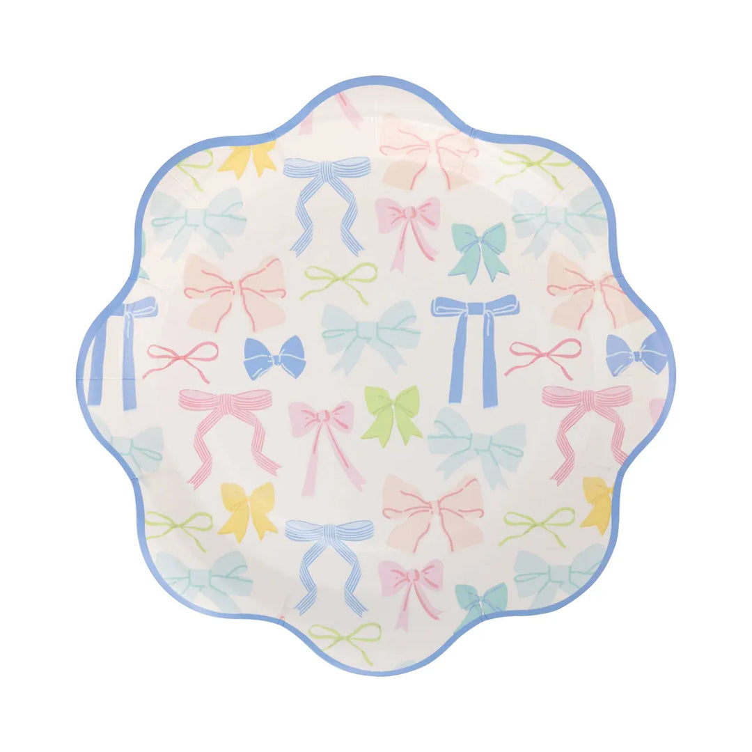 Pretty Pastel Bows Plates x 8 -  Bow Party Supplies Disposable Plates Pretty Pastel Bows Plates x 8
