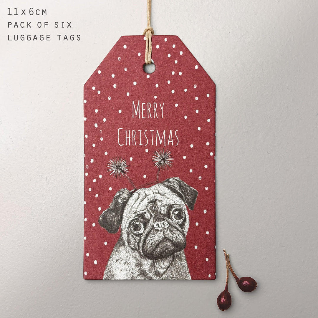 Pug Gift Labels, Pack of 6 | East of India Gift Tags East of India Gift Labels - Pug, Pack of 6