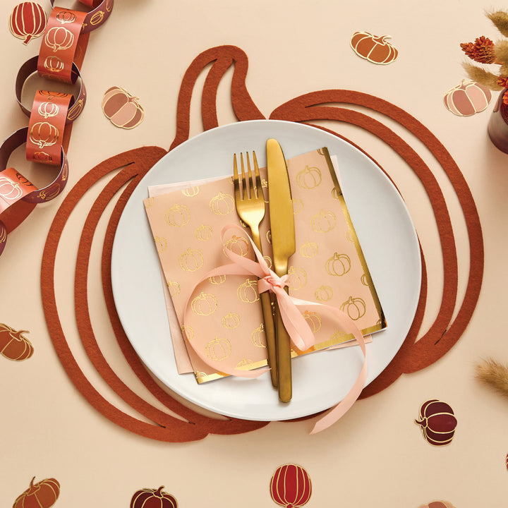 Pumpkin Felt Placemats - 4 Pack  | Halloween Party Supplies UK Tableware Pumpkin Felt Placemats - 4 Pack