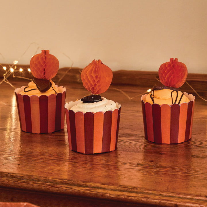 Pumpkin Honeycomb Food Picks &amp; Food Cup Set | Halloween Party Supplies UK Tableware Pumpkin Honeycomb Food Picks &amp; Food Cup Set x 10