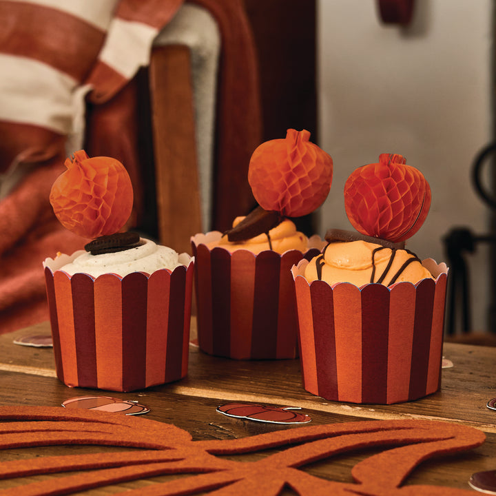 Pumpkin Honeycomb Food Picks &amp; Food Cup Set | Halloween Party Supplies UK Tableware Pumpkin Honeycomb Food Picks &amp; Food Cup Set x 10