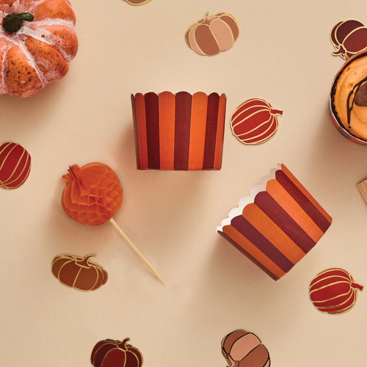 Pumpkin Honeycomb Food Picks &amp; Food Cup Set | Halloween Party Supplies UK Tableware Pumpkin Honeycomb Food Picks &amp; Food Cup Set x 10