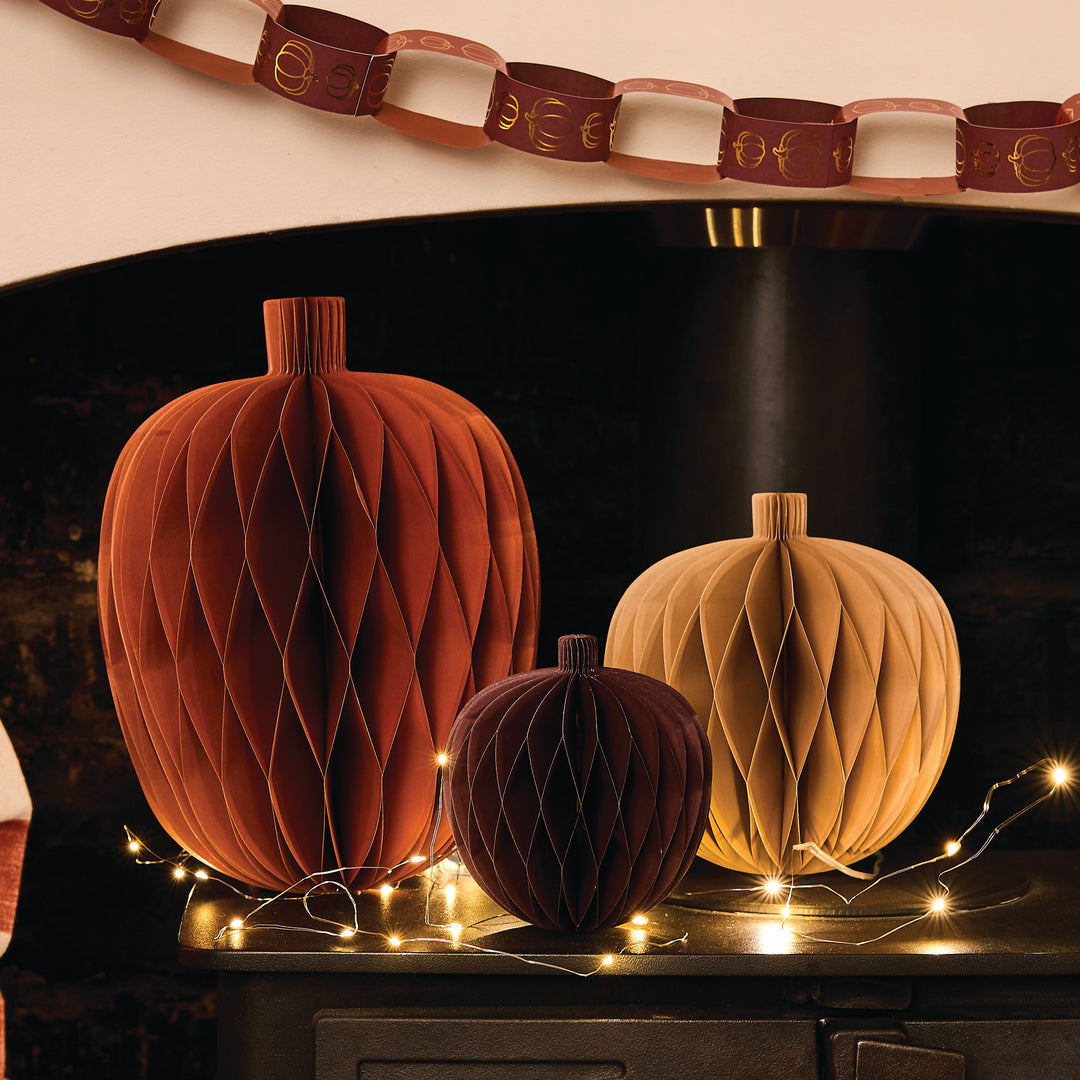 Pumpkin Honeycombs Set - 3 Pack | Halloween Party Supplies UK Party Decorations Pumpkin Honeycombs Set - 3 Pack