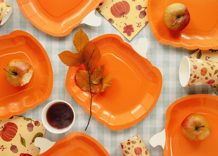 Pumpkin Party Plates x 6 - Halloween Party Supplies Disposable Plates Pumpkin Party Plates x 6