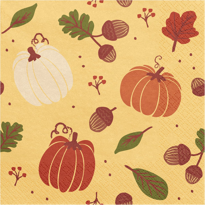 Pumpkins &amp; Acorns Napkins x 20 - Halloween Pumpkin Napkins Paper Napkins Pumpkins &amp; Acorns Napkins x 20 Default