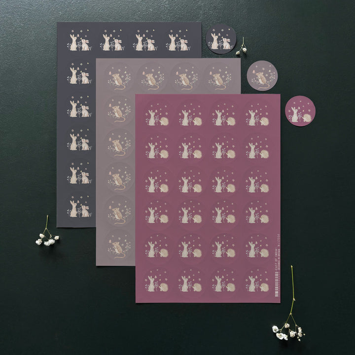 Rabbit &amp; Hedgehog Sticker Sheet, 24 Stickers | East of India Stationery East of India Sticker Sheet - Rabbit &amp; Hedgehog, 24 Stickers