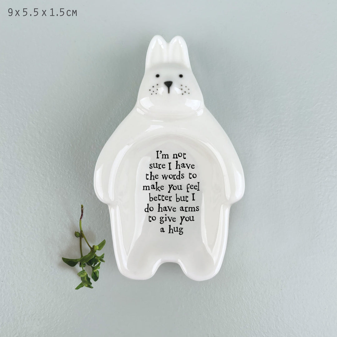 Rabbit Trinket Dish Not Sure I Have the Words | East of India dish East of India Porcelain Rabbit Trinket Dish - Not Sure I Have the Words