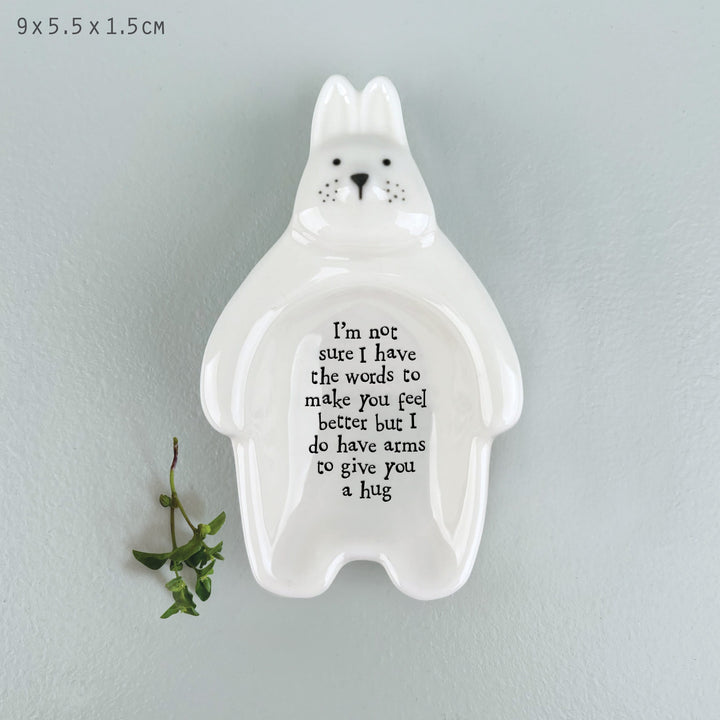 Rabbit Trinket Dish Not Sure I Have the Words | East of India dish East of India Porcelain Rabbit Trinket Dish - Not Sure I Have the Words