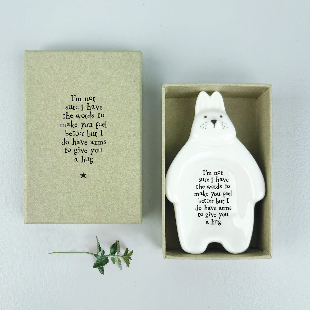 Rabbit Trinket Dish Not Sure I Have the Words | East of India dish East of India Porcelain Rabbit Trinket Dish - Not Sure I Have the Words