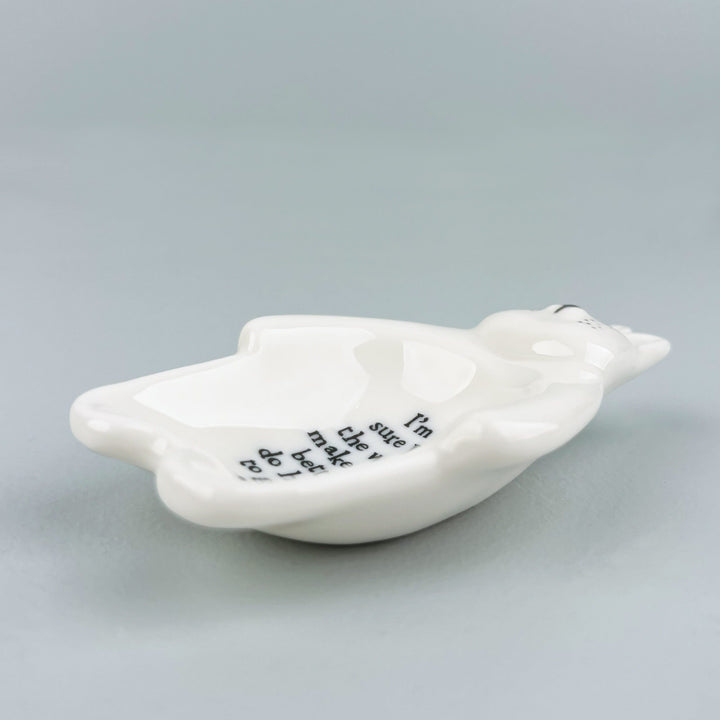 Rabbit Trinket Dish Not Sure I Have the Words | East of India dish East of India Porcelain Rabbit Trinket Dish - Not Sure I Have the Words