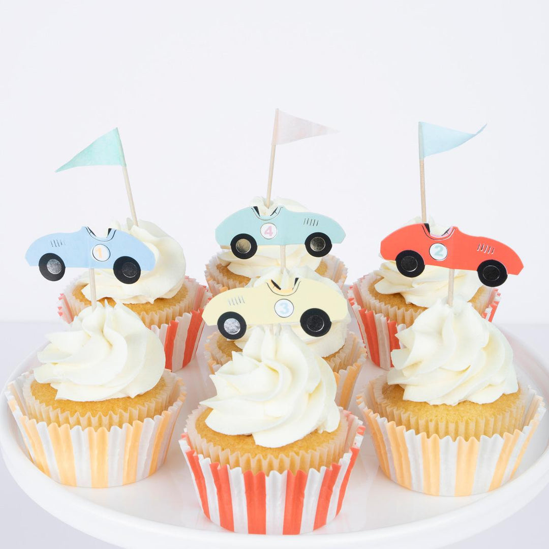 Race Car Cupcake Kit x 24 | Meri Meri Racing Car Party Cake Decorating Supplies Race Car Cupcake Kit x 24