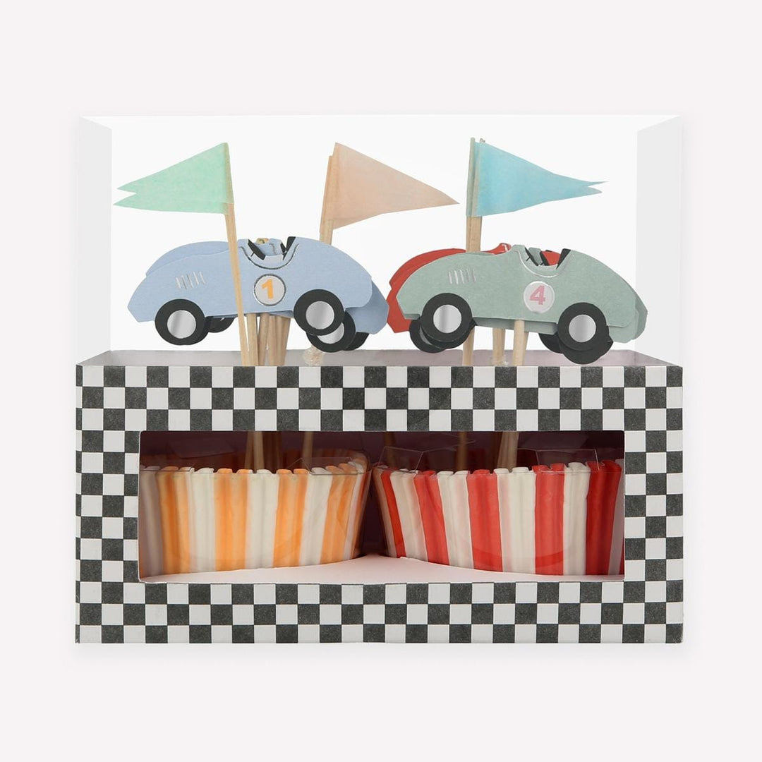 Race Car Cupcake Kit x 24 | Meri Meri Racing Car Party Cake Decorating Supplies Race Car Cupcake Kit x 24