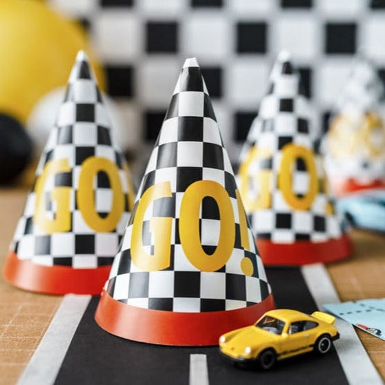Racing Car Party Hats (6 pack) - Race Car Theme Party Supplies Party Hats Racing Car Party Hats (6 pack)