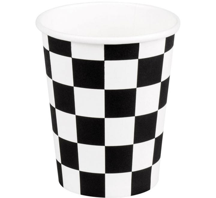 Racing Party Chequered Flag Party Plates x 10  Disposable Plates Racing Party Chequered Flag Party Cups x 10