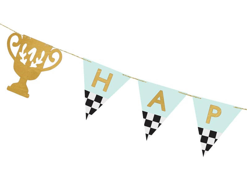 Racing Party Happy Birthday Banner - Race Car Theme Party Supplies Bunting Racing Party Happy Birthday Banner