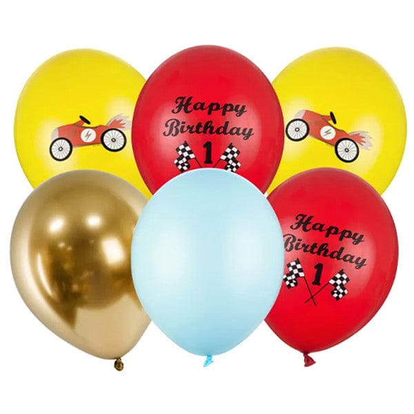 Racing Party Supplies - Racecar Birthday Assorted Latex Balloons x 6 Balloons Racecar Birthday Assorted Latex Balloons x 6