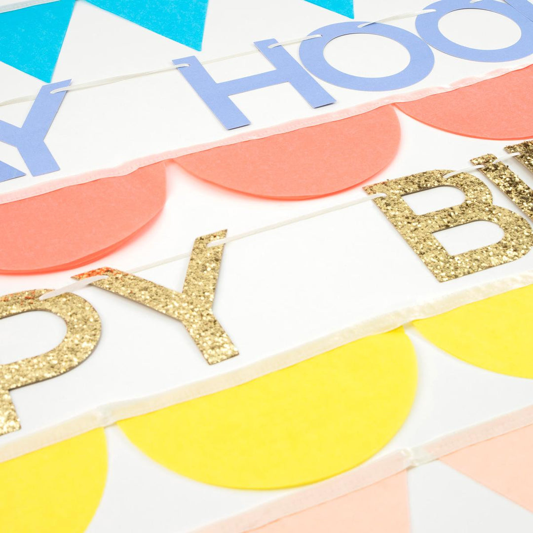 Rainbow Birthday Party Garland Set | Meri Meri Bunting Rainbow Birthday Party Garland Set