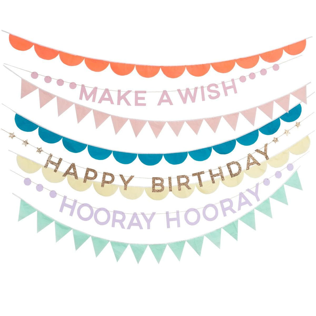 Rainbow Birthday Party Garland Set | Meri Meri Bunting Rainbow Birthday Party Garland Set