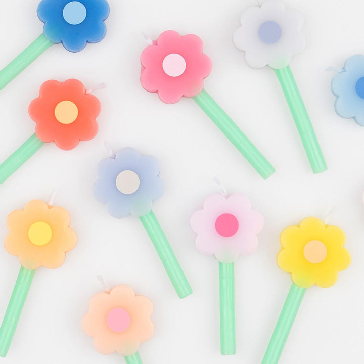 Rainbow Daisy Cake Candles x 12 | Meri Meri Party Cake Candles Birthday Candles Rainbow Daisy Cake Candles x 12
