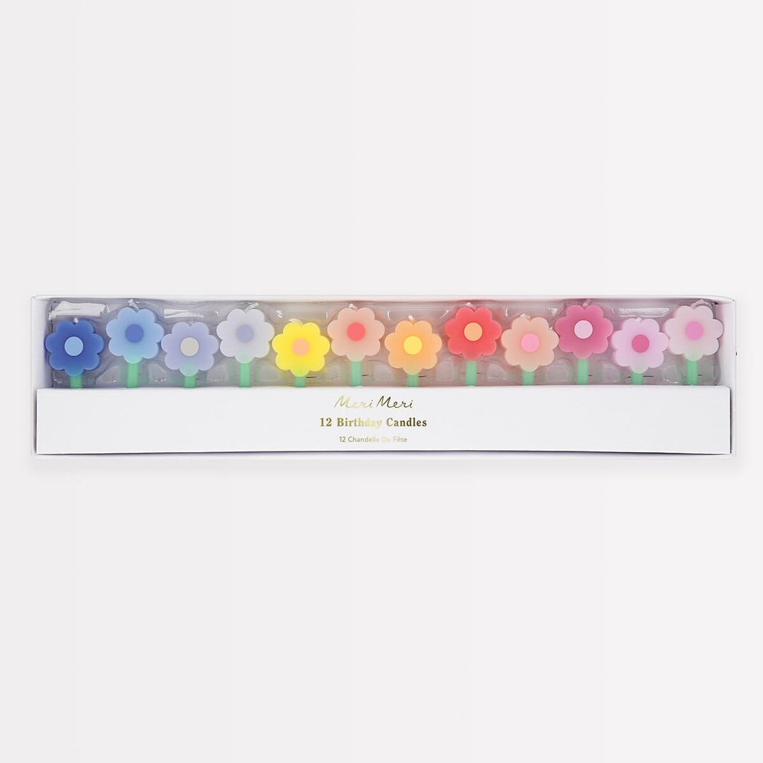 Rainbow Daisy Cake Candles x 12 | Meri Meri Party Cake Candles Birthday Candles Rainbow Daisy Cake Candles x 12