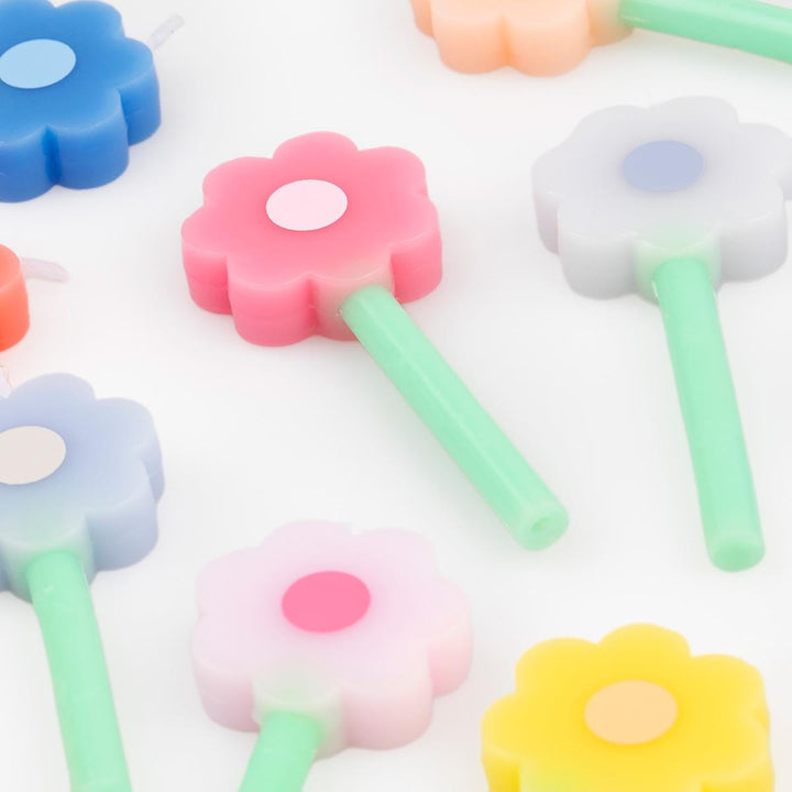 Rainbow Daisy Cake Candles x 12 | Meri Meri Party Cake Candles Birthday Candles Rainbow Daisy Cake Candles x 12