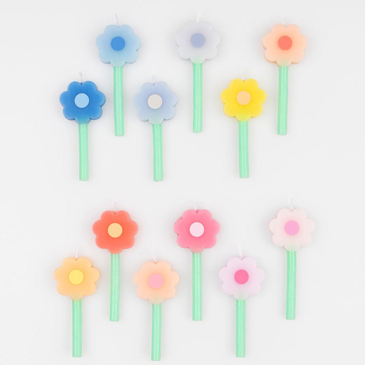 Rainbow Daisy Cake Candles x 12 | Meri Meri Party Cake Candles Birthday Candles Rainbow Daisy Cake Candles x 12