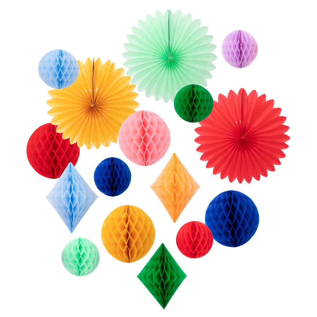 Rainbow Honeycomb Decoration Kit x 16 | Meri Meri | Little Big Party Party Decorations Rainbow Honeycomb Decoration Kit x 16