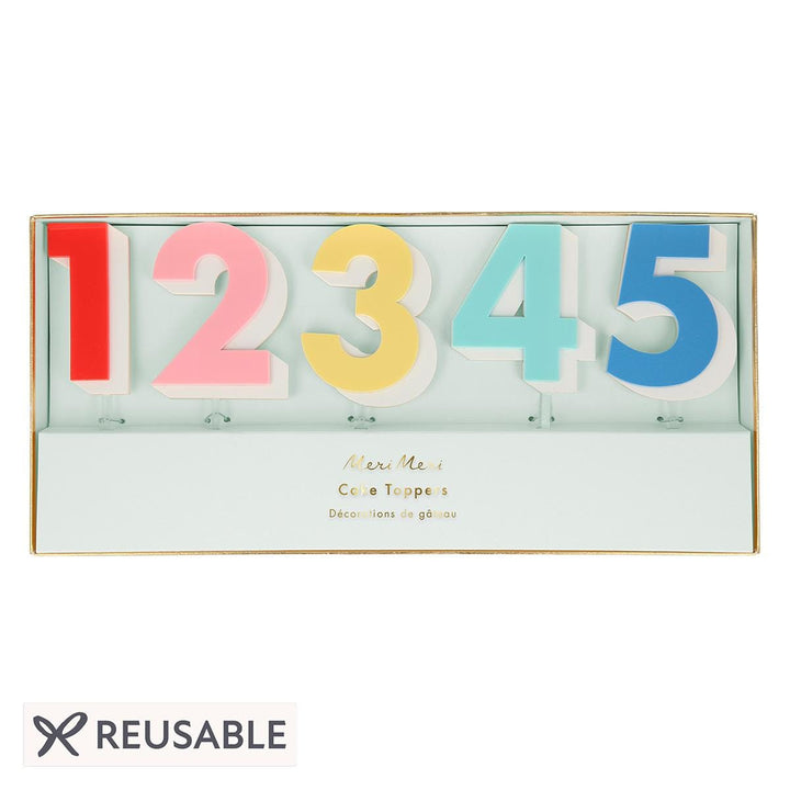 Rainbow Number Acrylic Cake Toppers x 10 | Meri Meri Cake Toppers Cake Topper Rainbow Number Acrylic Cake Toppers x 10