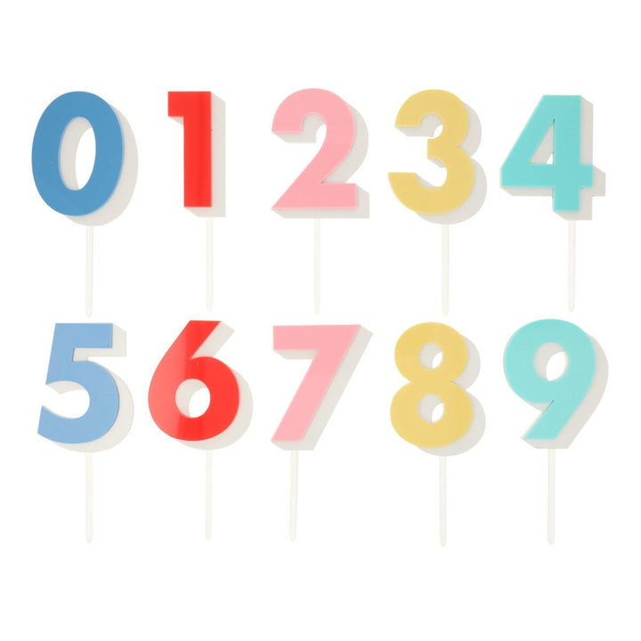 Rainbow Number Acrylic Cake Toppers x 10 | Meri Meri Cake Toppers Cake Topper Rainbow Number Acrylic Cake Toppers x 10