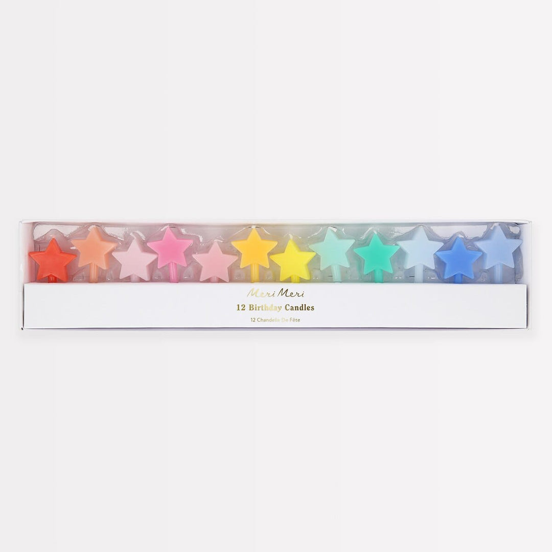 Rainbow Star Cake Candles x 12 | Meri Meri Party Cake Candles Birthday Candles Rainbow Star Cake Candles x 12
