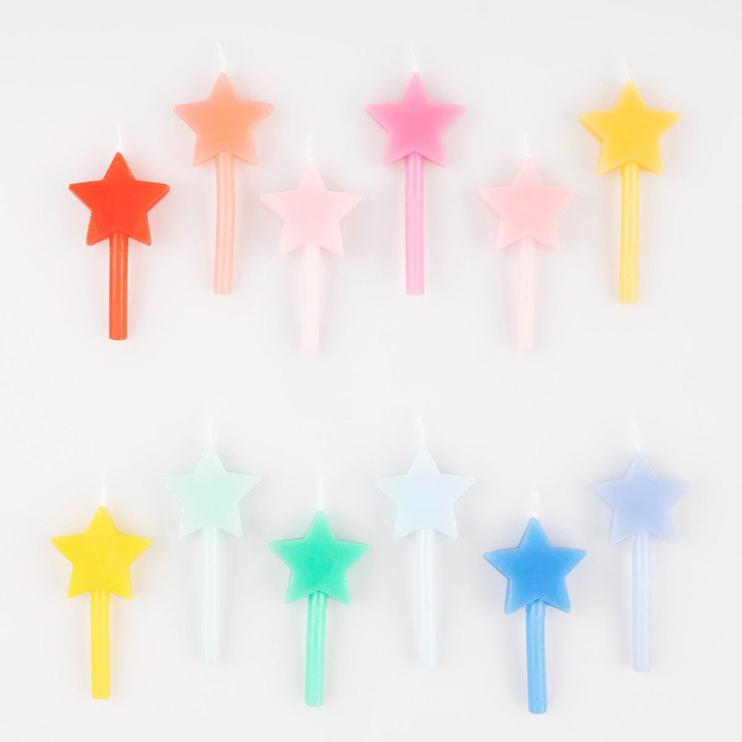 Rainbow Star Cake Candles x 12 | Meri Meri Party Cake Candles Birthday Candles Rainbow Star Cake Candles x 12