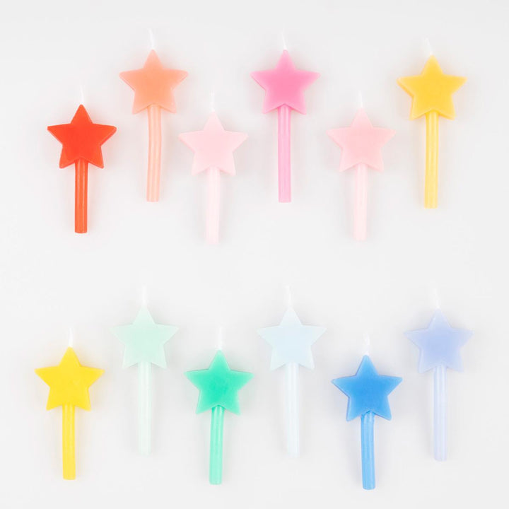 Rainbow Star Cake Candles x 12 | Meri Meri Party Cake Candles Birthday Candles Rainbow Star Cake Candles x 12