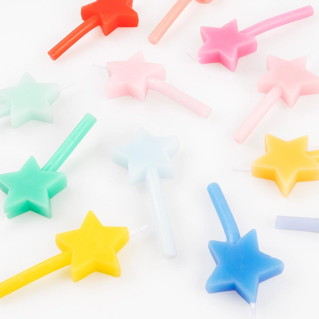 Rainbow Star Cake Candles x 12 | Meri Meri Party Cake Candles Birthday Candles Rainbow Star Cake Candles x 12