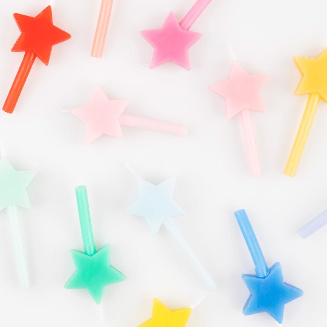 Rainbow Star Cake Candles x 12 | Meri Meri Party Cake Candles Birthday Candles Rainbow Star Cake Candles x 12