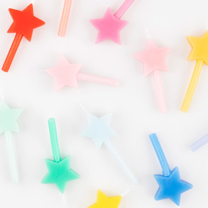 Rainbow Star Cake Candles x 12 | Meri Meri Party Cake Candles Birthday Candles Rainbow Star Cake Candles x 12