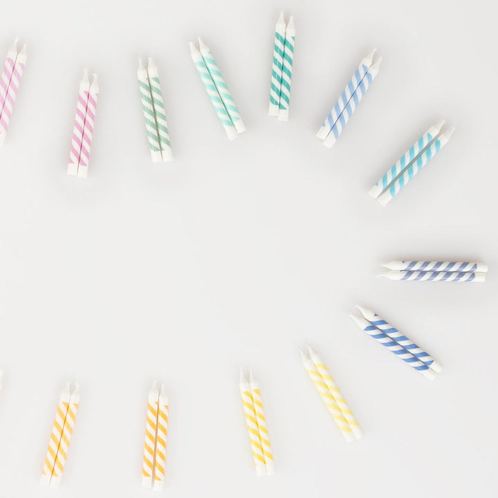 Rainbow Striped Mini Cake Candles x 50 | Meri Meri Party Cake Candles Birthday Candles Rainbow Striped Mini Cake Candles x 50