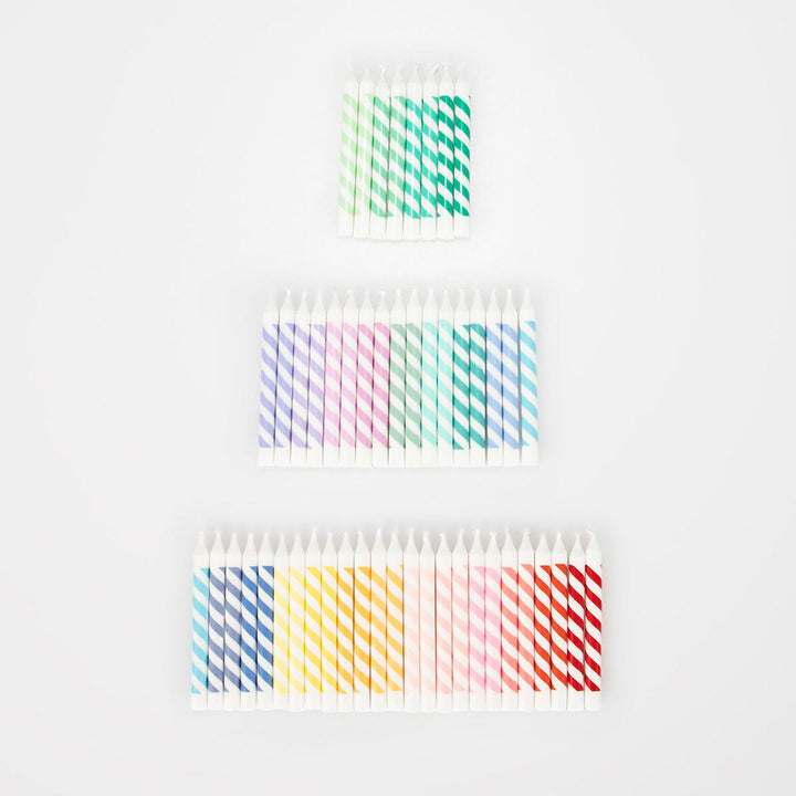 Rainbow Striped Mini Cake Candles x 50 | Meri Meri Party Cake Candles Birthday Candles Rainbow Striped Mini Cake Candles x 50