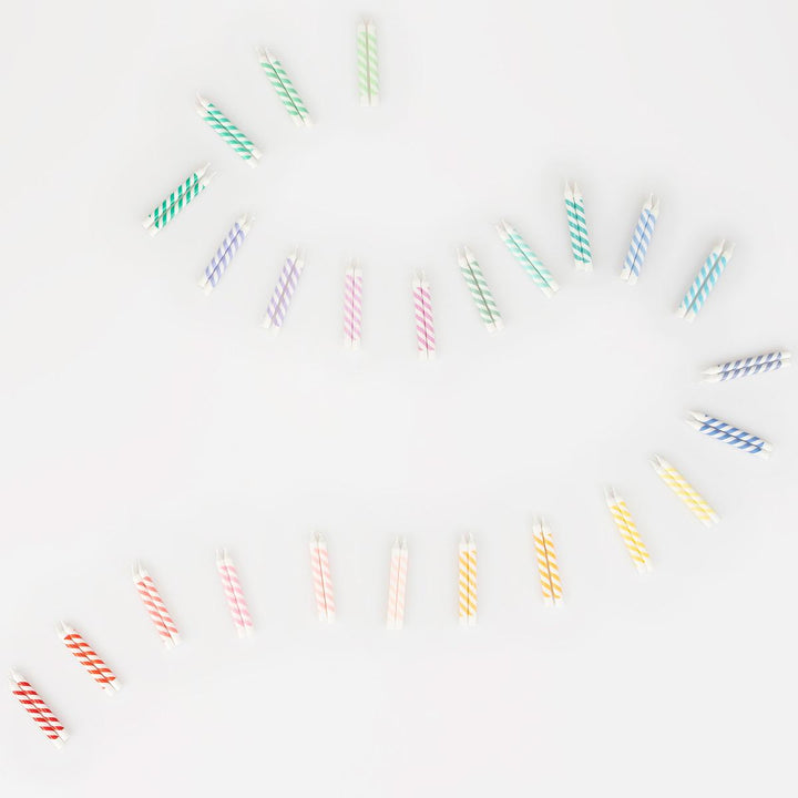 Rainbow Striped Mini Cake Candles x 50 | Meri Meri Party Cake Candles Birthday Candles Rainbow Striped Mini Cake Candles x 50