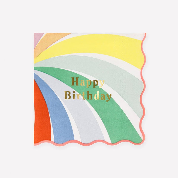 Rainbow Swirl Happy Birthday Large Party Napkins x 16 | Meri Meri party napkins Rainbow Swirl Happy Birthday Large Party Napkins x 16